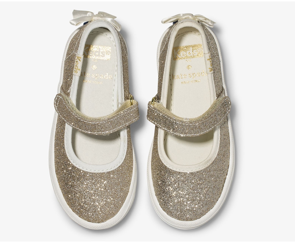 Keds Kids Slip Ons Gold - Kate Spade new york Sloane MJ Glitter - 438TBDNFA